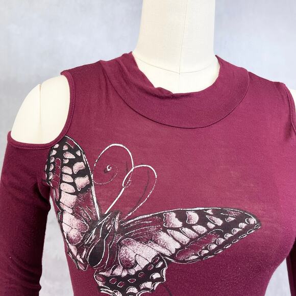 Y2K Womens Dress Cold‑Shoulder Butterfly Rhinestone Bodycon Goth Grunge Clubwear - Picture 5 of 11